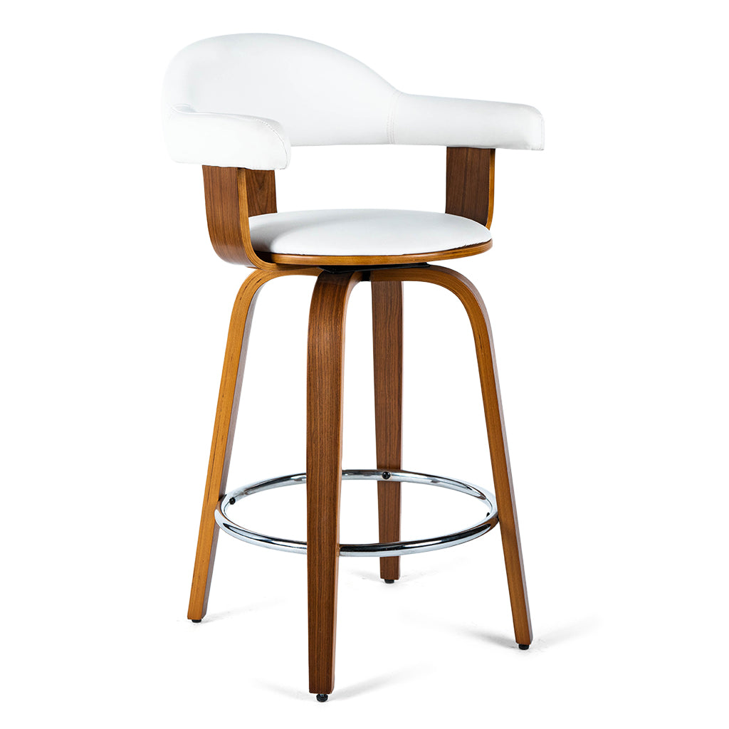 Rowan Leatherette Kitchen Bar Stool in Walnut White