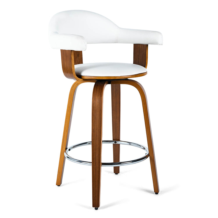 Rowan Leatherette Kitchen Bar Stool in Walnut/White