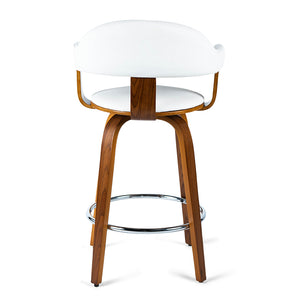 Rowan Leatherette Kitchen Bar Stool in Walnut/White