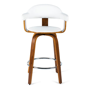 Rowan Leatherette Kitchen Bar Stool in Walnut/White