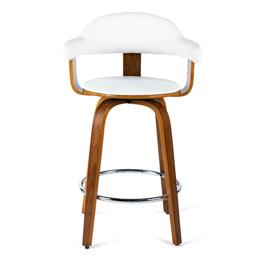Rowan Leatherette Kitchen Bar Stool in Walnut/White