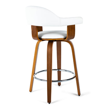 Rowan Leatherette Kitchen Bar Stool in Walnut/White