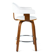 Rowan Leatherette Kitchen Bar Stool in Walnut/White