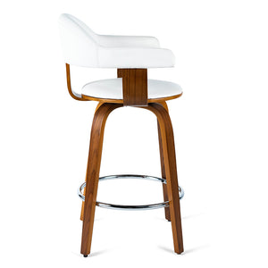 Rowan Leatherette Kitchen Bar Stool in Walnut/White
