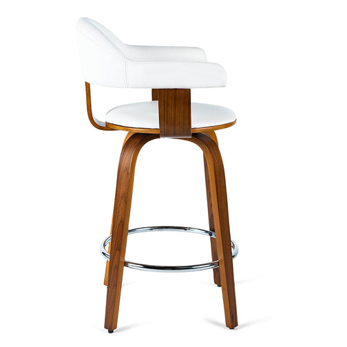 Rowan Leatherette Kitchen Bar Stool in Walnut/White