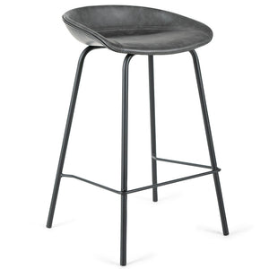Zac Leatherette Kitchen Bar Stool in Iron