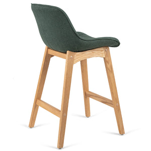 Devin Fabric Kitchen Bar Stool in Oak/Green