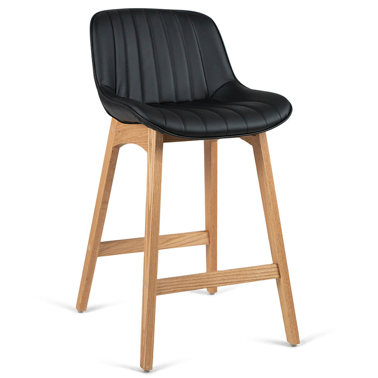 Devin Leatherette Kitchen Bar Stool in Oak/Black