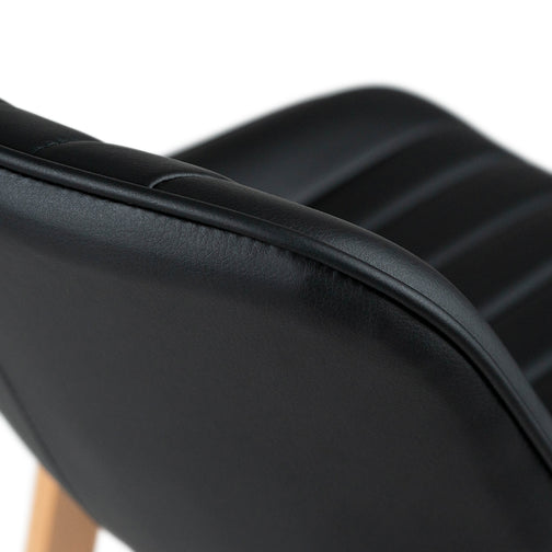 Devin Leatherette Kitchen Bar Stool in Oak/Black