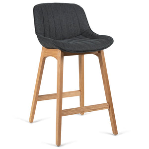 Devin Fabric Kitchen Bar Stool in Oak/Charcoal