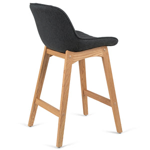 Devin Fabric Kitchen Bar Stool in Oak/Charcoal