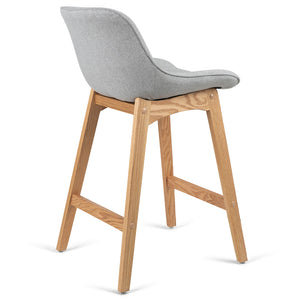 Devin Fabric Kitchen Bar Stool in Oak/Light Grey