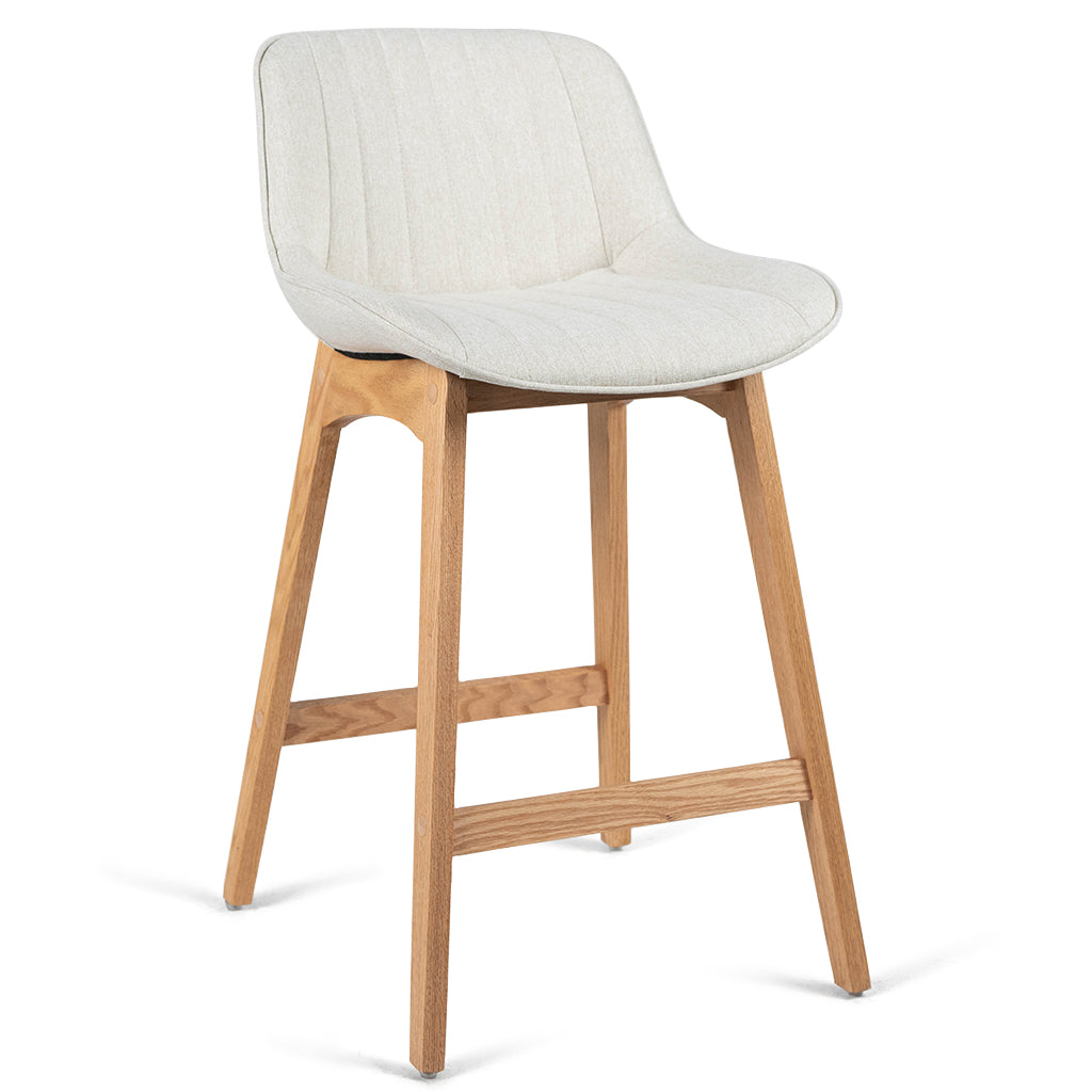 Devin Fabric Kitchen Bar Stool in Oak Beige Marc Main