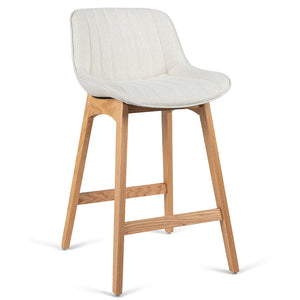 Devin Fabric Kitchen Bar Stool in Oak/Beige