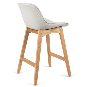 Devin Fabric Kitchen Bar Stool in Oak/Beige