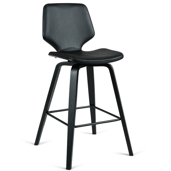 Justin Leatherette Bar Stool in Black/Black Marc & Main