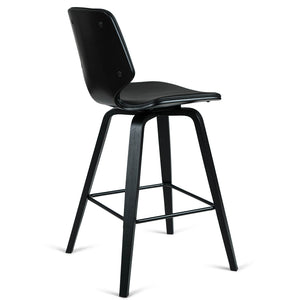 Justin Leatherette Bar Stool in Black/Black