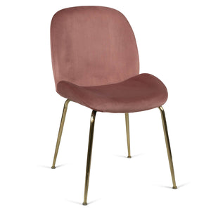 Lathan Velvet Dining Chair in Gold/Blush
