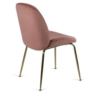 Lathan Velvet Dining Chair in Gold/Blush