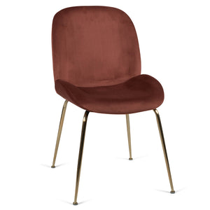 Lathan Velvet Dining Chair in Gold/Rust