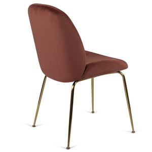Lathan Velvet Dining Chair in Gold/Rust