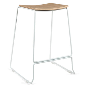 Vance Wooden Kitchen Bar Stool in White/Natural