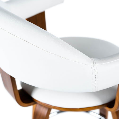 Rowan Leatherette Kitchen Bar Stool in Walnut/White