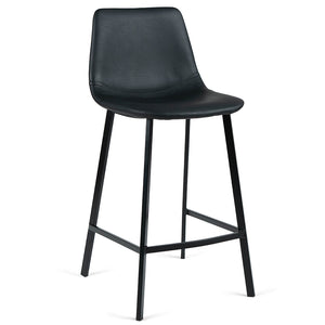 Ezra Leatherette Kitchen Bar Stool in Black