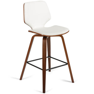 Justin Leatherette Bar Stool in Walnut/White