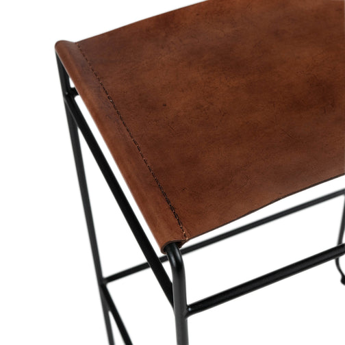 Tate 67cm Leather Kitchen Bar Stool in Black/Brown