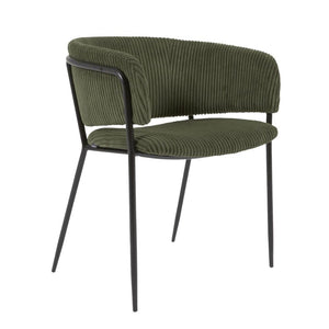 Leah Corduroy Dining Chair in Green