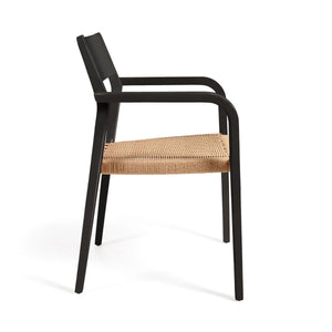 Shay Acacia Wood Dining Chair in Black/Natural
